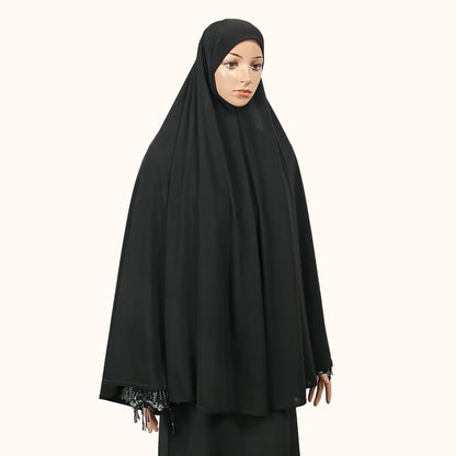 Abaya Femme Couverture Intégrale – Hijab Long Châle Coton Premium, Robe Prière Ramadan Couleur Unie