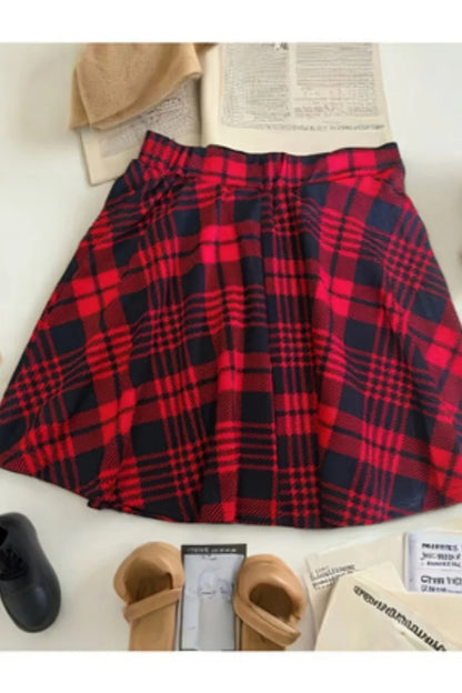 Jupe Courte à Carreaux Asymétrique Femme