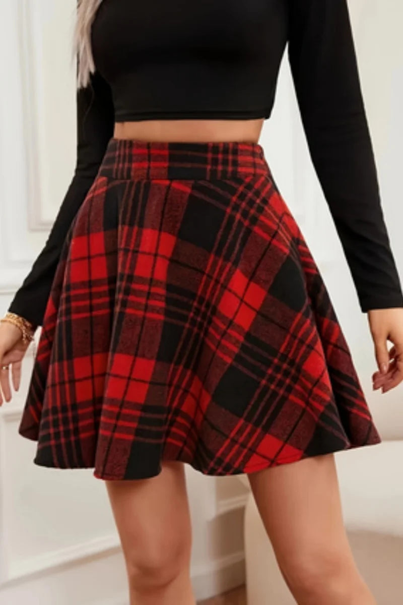 Jupe Courte à Carreaux Asymétrique Femme