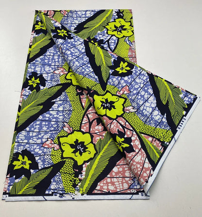 Tissu Wax Africain 100% Coton – Imprimé Authentique, 6 Yards