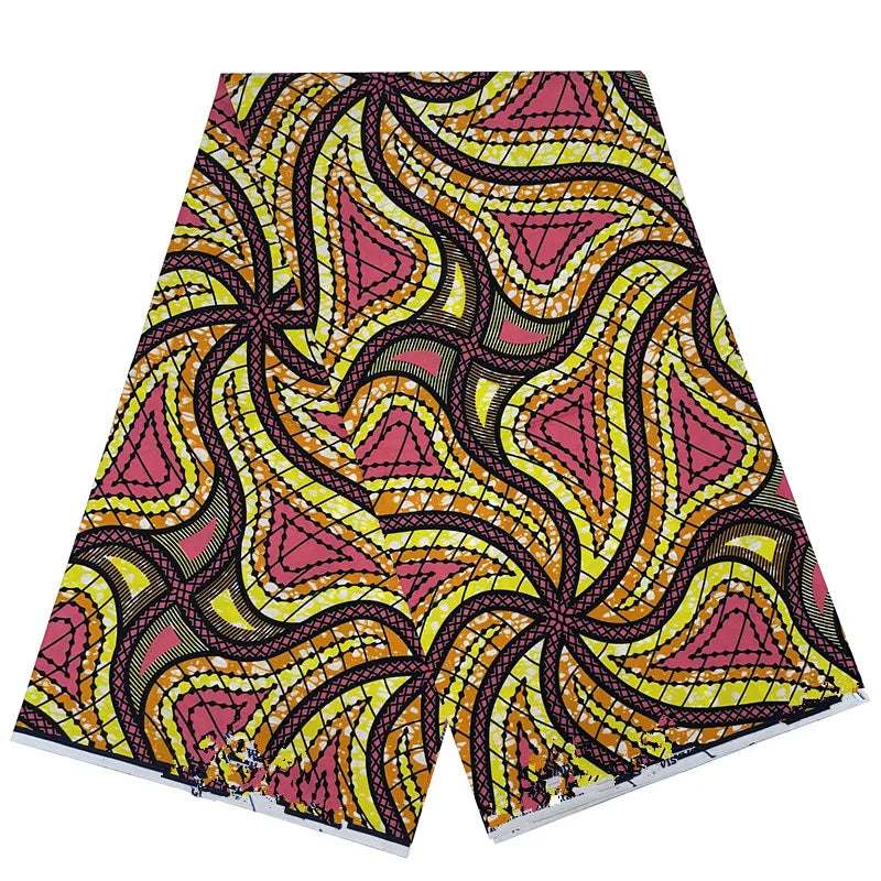 Tissu Wax Africain 100% Coton – Imprimé Authentique, 6 Yards