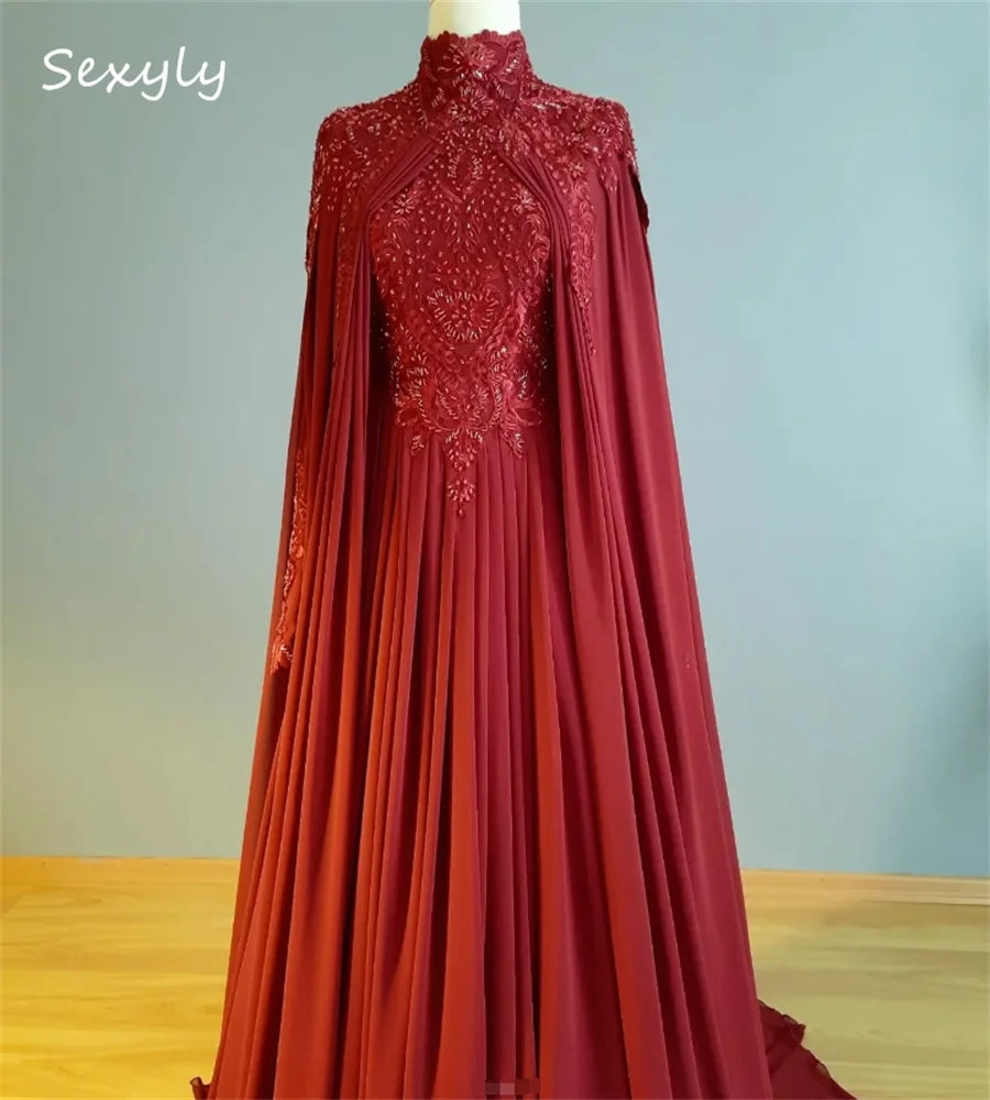Robe de Mariée Caftan Marocain Manches Longues – Dentelle & Appliques, Sur Mesure