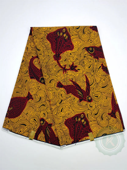 Tissu Wax Hollandais Véritable 100% Coton – Pagne Africain, 6 Yards