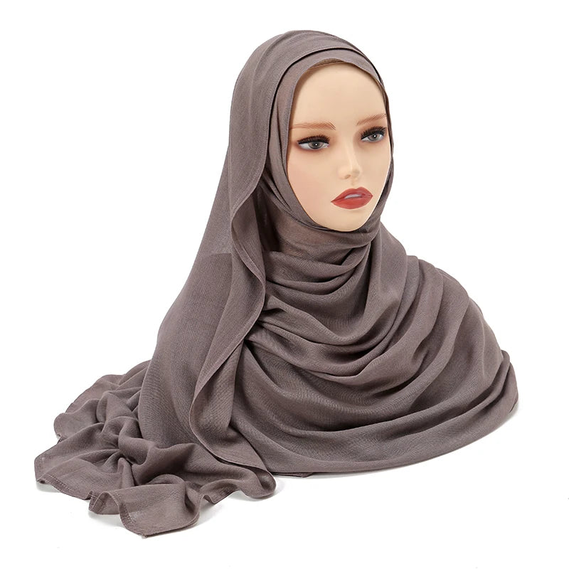 Hijab Modal Coton Rayon – Grand Foulard Islamique Uni Pour Femme 200×85 cm