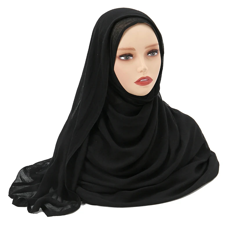 Hijab Modal Coton Rayon – Grand Foulard Islamique Uni Pour Femme 200×85 cm