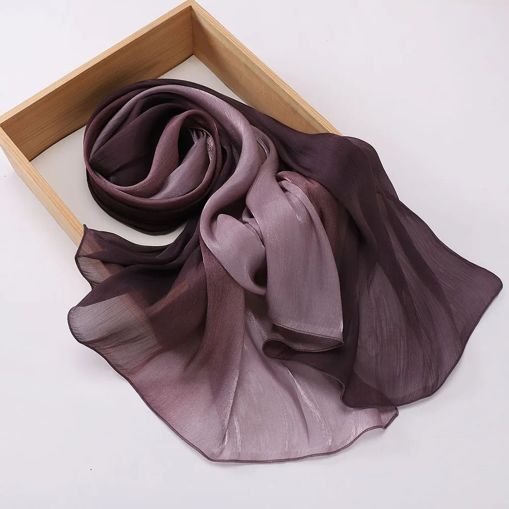 Hijab Satin Bicolore Dégradé – Foulard Islamique Élégant Pour Mariage & Occasions Spéciales