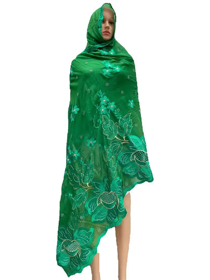 Foulard Islamique 100% Coton Brodé – Hijab Châle Style Dubaï | Toutes Saisons
