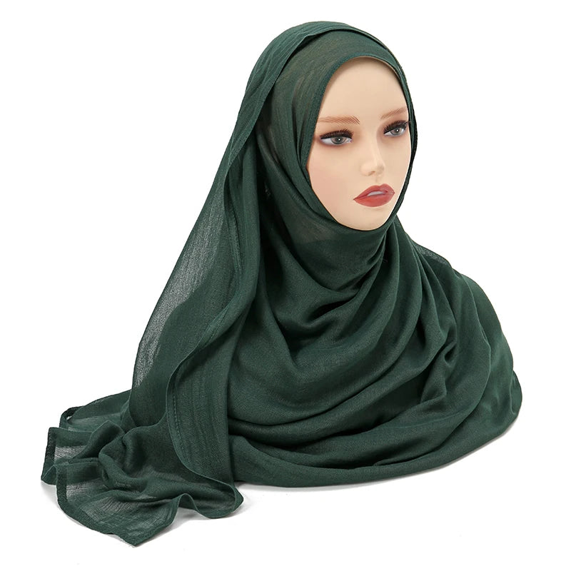 Hijab Modal Coton Rayon – Grand Foulard Islamique Uni Pour Femme 200×85 cm