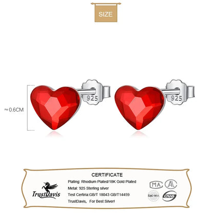 Boucles d'Oreilles Clous Cœur – Argent 925 & Zircon