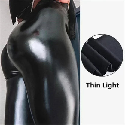 Women's High-Waisted Faux Leather Leggings — Shaping & Sexy