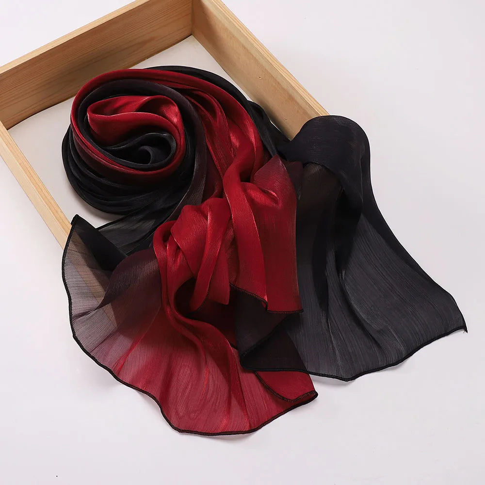 Hijab Satin Bicolore Dégradé – Foulard Islamique Élégant Pour Mariage & Occasions Spéciales