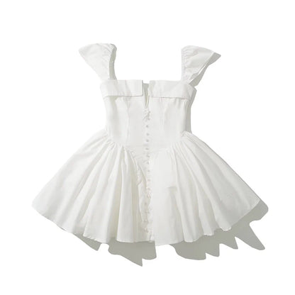 Mini Robe Fit & Flare Taille Basse Manches Courtes – Élégante & Festive