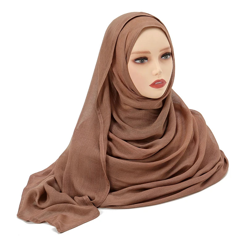 Hijab Modal Coton Rayon – Grand Foulard Islamique Uni Pour Femme 200×85 cm