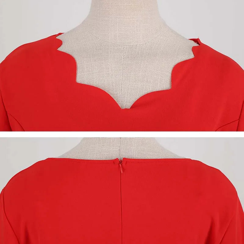 Robe Femme Noël & Fêtes Manches Longues Col V – Style Vintage Ligne A