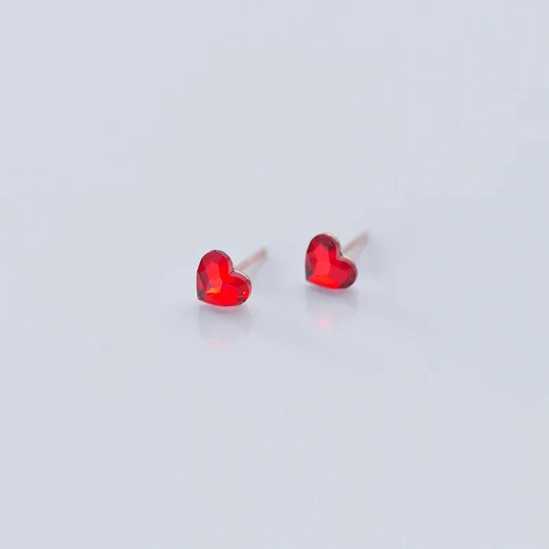 Boucles d'Oreilles Clous Cœur – Argent 925 & Zircon