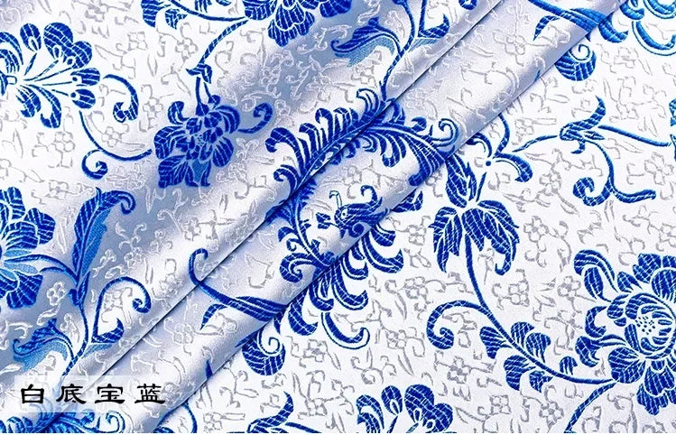 Tissu Brocart Jacquard Imitation Soie – Floral, Couture & DIY (75 cm de large)