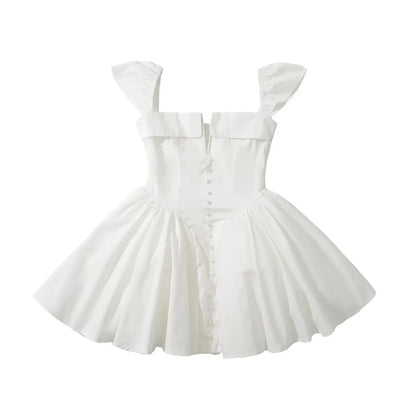 Mini Robe Fit & Flare Taille Basse Manches Courtes – Élégante & Festive