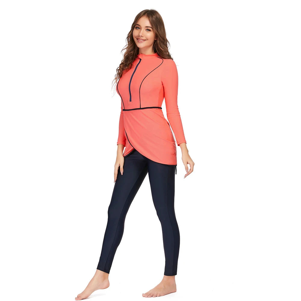 Burkini 3 Pièces Manches Longues Hijab – Maillot Modest Sport Islamique