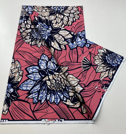 Tissu Wax Africain 100% Coton – Imprimé Authentique, 6 Yards