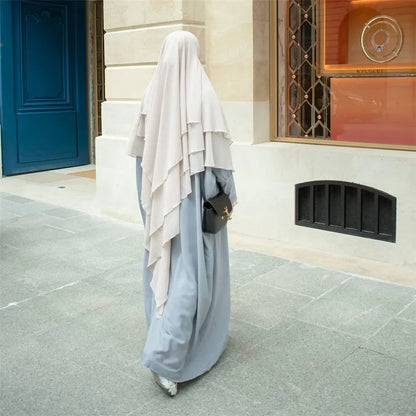Khimar 3 Couches Niqab – Hijab Instanté Prière, Abaya Femme Voile Islamique Ramadan Djellaba