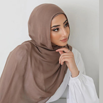 Hijab Modal Coton Rayon – Grand Foulard Islamique Uni Pour Femme 200×85 cm