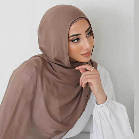 Modal Cotton Rayon Hijab – Large Plain Islamic Scarf for Women 200×85 cm