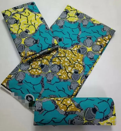 Tissu Wax Africain 100% Coton – Imprimé Authentique, 6 Yards