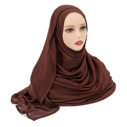 Hijab Modal Coton Rayon – Grand Foulard Islamique Uni Pour Femme 200×85 cm