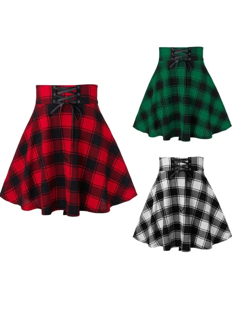 Mini Jupe Écossaise Plissée Gothique Femme – Style Punk Rétro Carreaux, Hip Hop Streetwear Printemps Été S à XXL