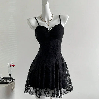 Mini Robe Dentelle Coquette Taille Haute – Style Y2K Goth Streetwear