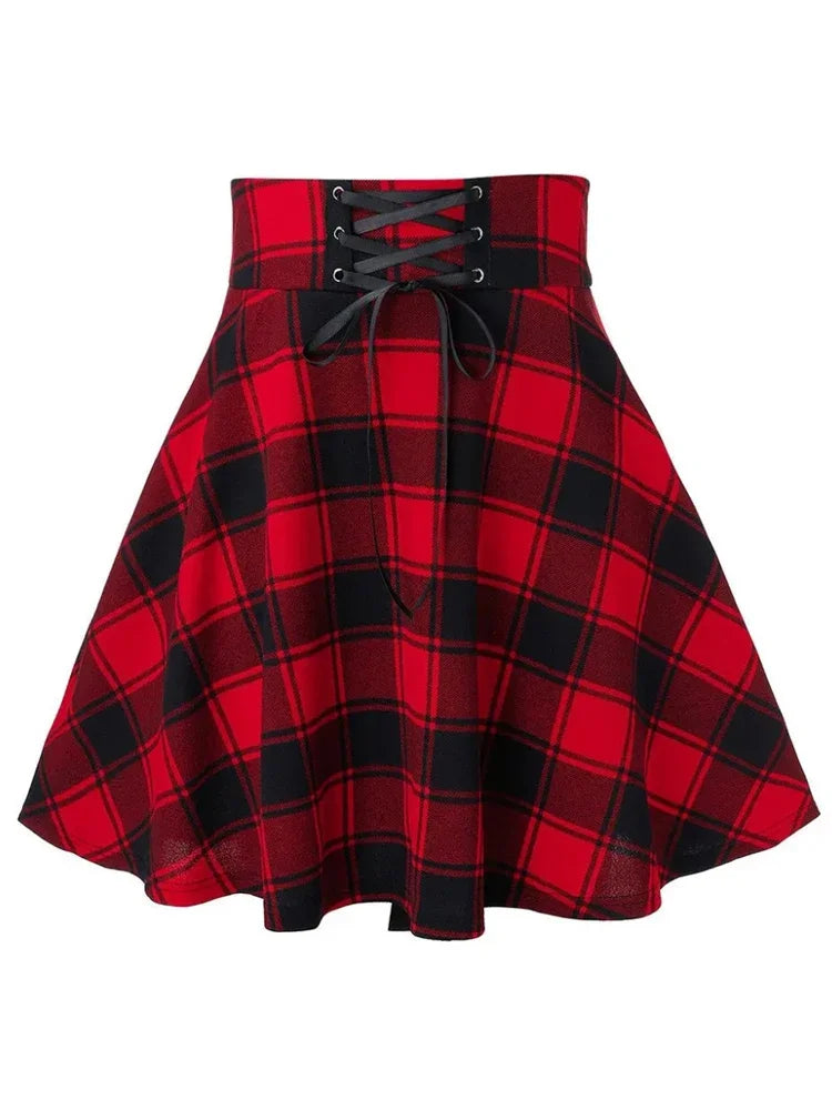 Mini Jupe Écossaise Plissée Gothique Femme – Style Punk Rétro Carreaux, Hip Hop Streetwear Printemps Été S à XXL