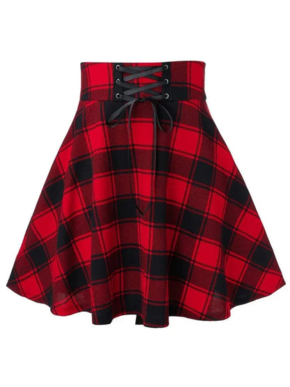 Mini Jupe Écossaise Plissée Gothique Femme – Style Punk Rétro Carreaux, Hip Hop Streetwear Printemps Été S à XXL