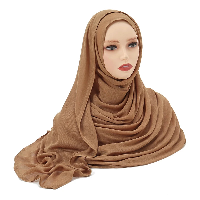 Hijab Modal Coton Rayon – Grand Foulard Islamique Uni Pour Femme 200×85 cm