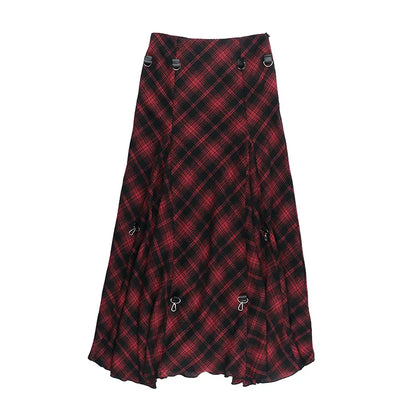 Y2K Grunge Goth Skirt – Multi-Wear Adjustable Metal Buckle, Mall Goth Streetwear Women's Style