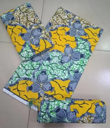Tissu Wax Africain 100% Coton – Imprimé Authentique, 6 Yards