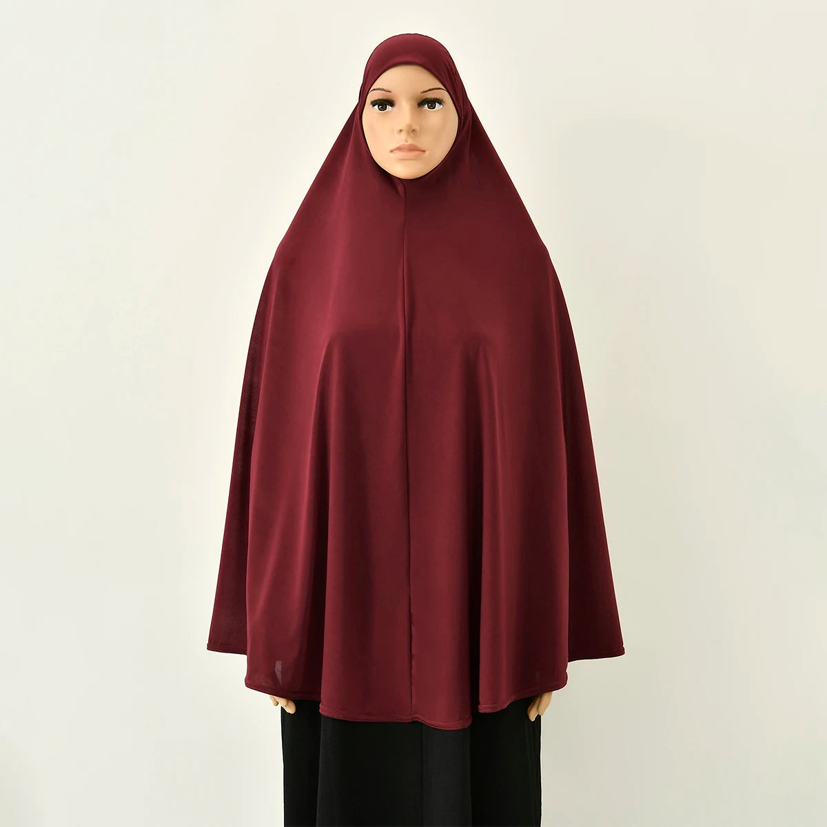 Abaya Femme Couverture Intégrale – Hijab Long Châle Coton Premium, Robe Prière Ramadan Couleur Unie