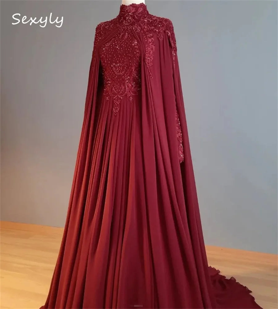 Robe de Mariée Caftan Marocain Manches Longues – Dentelle & Appliques, Sur Mesure
