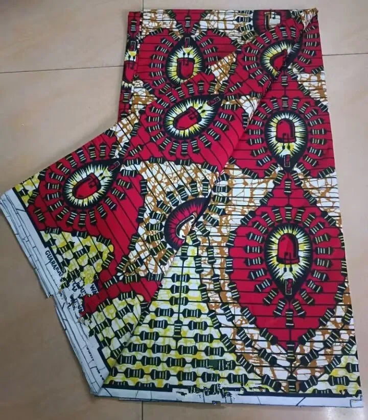 Tissu Wax Africain 100% Coton – Imprimé Authentique, 6 Yards
