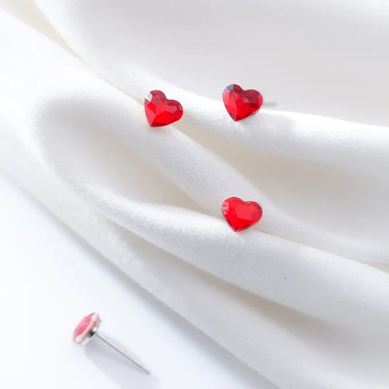 Boucles d'Oreilles Clous Cœur – Argent 925 & Zircon