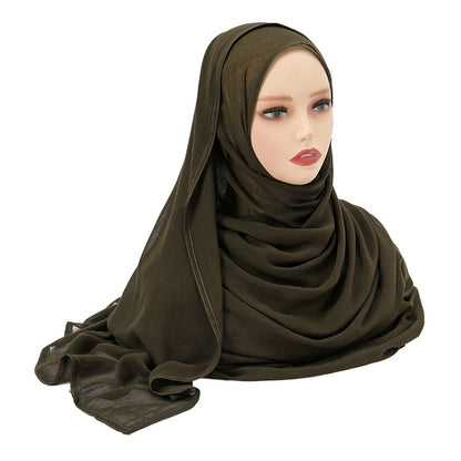 Hijab Modal Coton Rayon – Grand Foulard Islamique Uni Pour Femme 200×85 cm