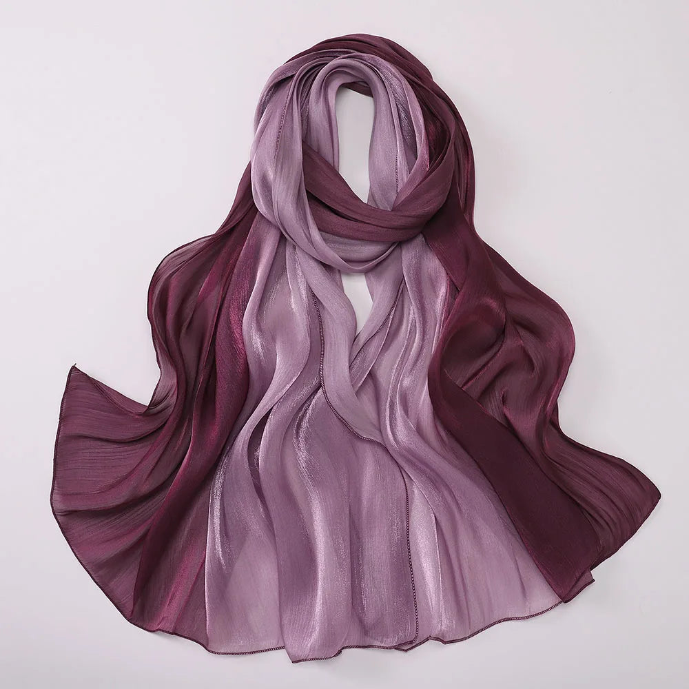 Hijab Satin Bicolore Dégradé – Foulard Islamique Élégant Pour Mariage & Occasions Spéciales