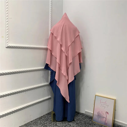 Khimar 3 Couches Niqab – Hijab Instanté Prière, Abaya Femme Voile Islamique Ramadan Djellaba