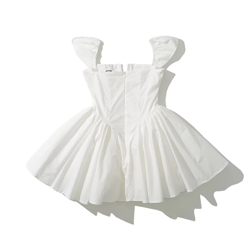 Mini Robe Fit & Flare Taille Basse Manches Courtes – Élégante & Festive