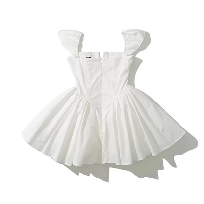 Mini Robe Fit & Flare Taille Basse Manches Courtes – Élégante & Festive