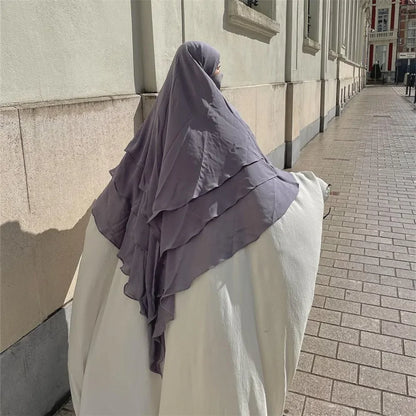 Khimar 3 Couches Niqab – Hijab Instanté Prière, Abaya Femme Voile Islamique Ramadan Djellaba