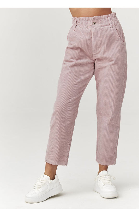  Pantalon en velours côtelé model 223241 Makadamia 